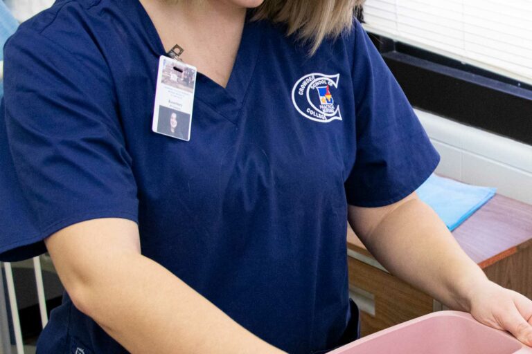 health science student going through a tub